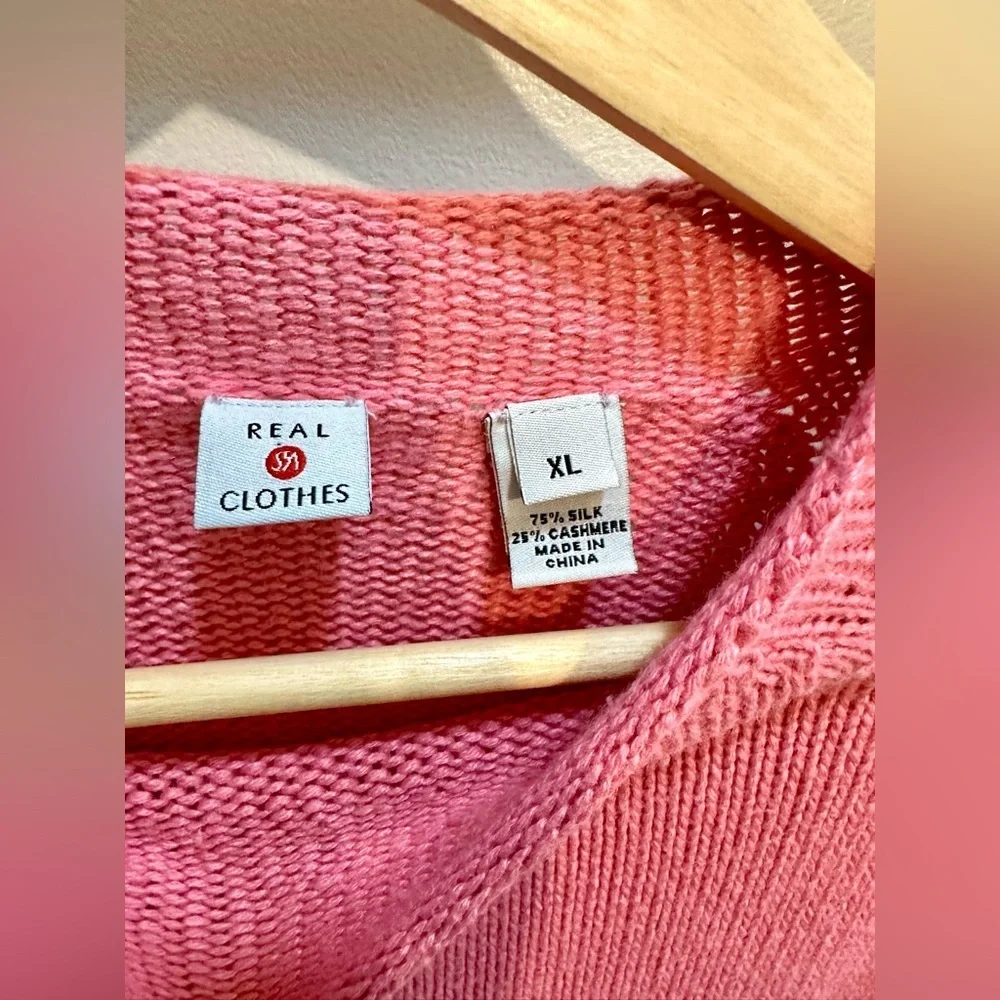 Real Clothes 75% Silk 25% Cashmere Pink Knit Sweater XL Lightweight Luxury